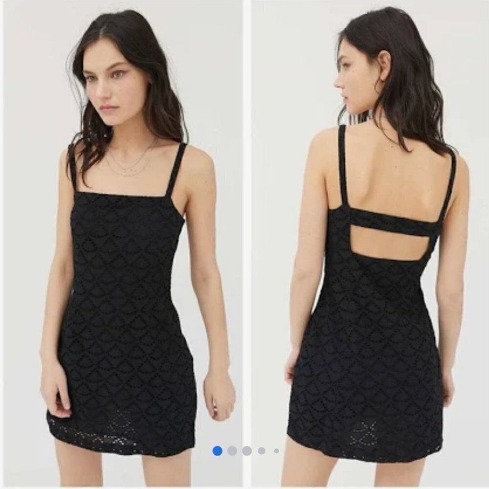 Urban Outfitters Black Wilma Eyelet Bodycon Mini Dress